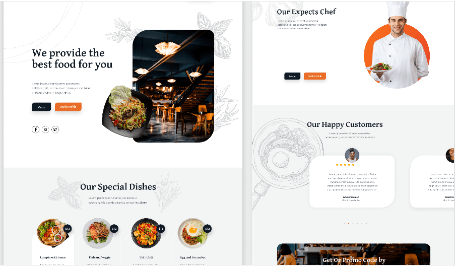 Restaurant website Landing Page Design